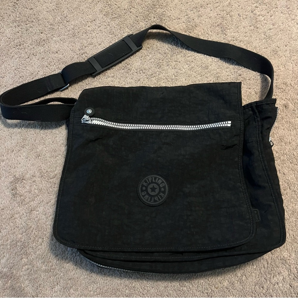 Kipling Black Durable Messenger Bag with Adjustable Strap